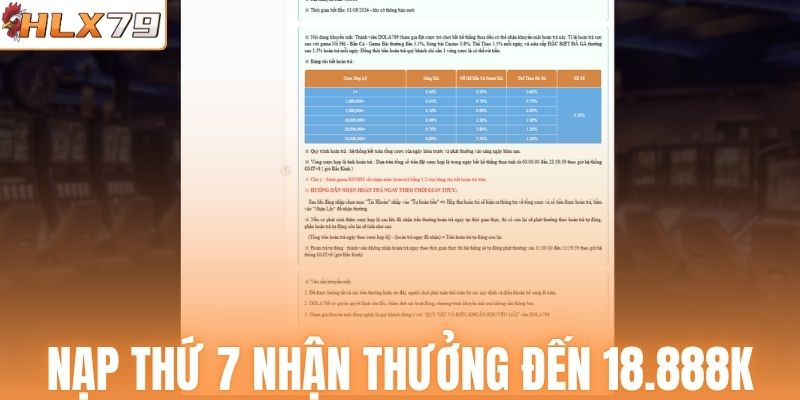 Nạp thứ 7 nhận thưởng đến 18.888K