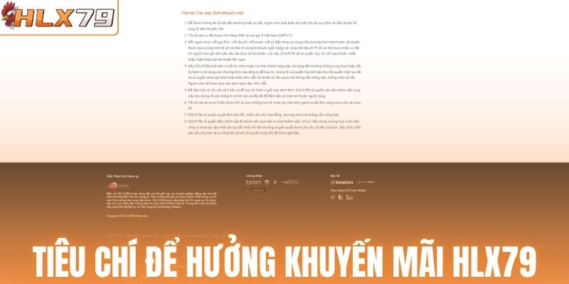 Tiêu chí để hưởng khuyến mãi HLX79